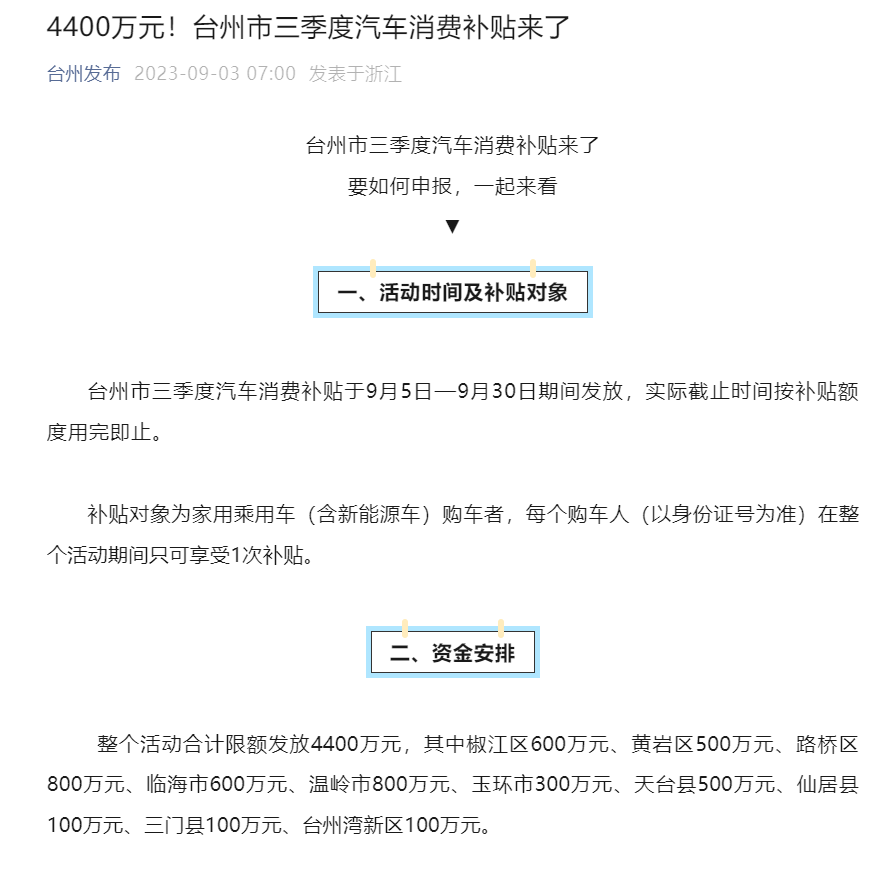 三季度汽车消费补助政策频发，，，，，，，，多地补助最高达上万元